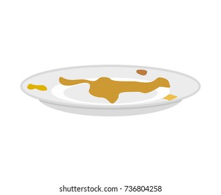 Dirty plates isolated. unclean dishes. Vector illustration