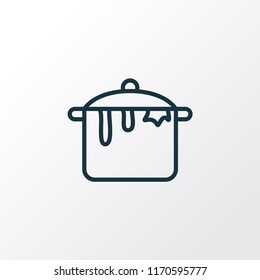 Dirty Pot Icon Line Symbol. Premium Quality Isolated Casserole Element In Trendy Style.