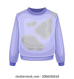 Dirty Purple Sweater With Stain And Spots As Used Clothes For Laundry Vector Illustration