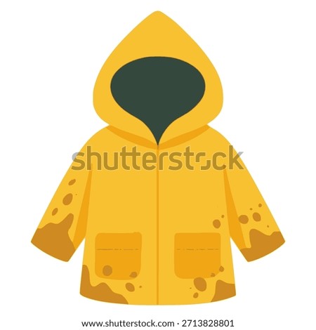 dirty raincoat for kid flat color vector illustration template design