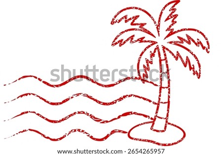 Dirty red palm tree postal flame (cut out)