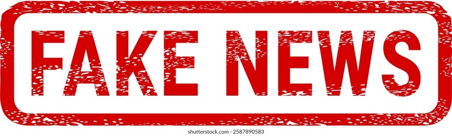 Dirty red stamp mark "FAKE NEWS" surrounded by a rounded frame (cut out)