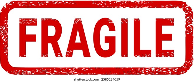 Dirty red stamp mark "FRAGILE" surrounded by a rounded frame (cut out)