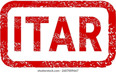 Dirty red stamp mark "ITAR" (International Traffic in Arms Regulations) surrounded by a rounded frame (cut out)