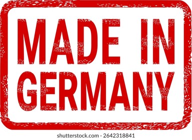 Dirty red stamp mark "MADE IN GERMANY" surrounded by a rounded frame (cut out)