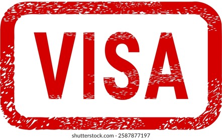 Dirty red stamp mark "VISA" surrounded by a rounded frame (cut out)	