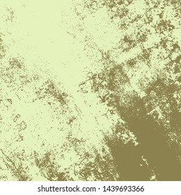 Dirty rustic rough empty cover template. Distressed spray green grainy back texture. Grunge dust messy background. Aged splatter crumb wall backdrop. Weathered aging design element. EPS10 vector