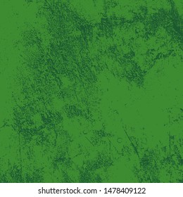 Dirty rustic rough empty cover template. Distressed spray green grainy back texture. Grunge dust messy background. Aged splatter crumb wall backdrop. Weathered aging design element. EPS10 vector