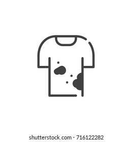 Dirty shirt icon vector, filled flat sign, solid pictogram isolated on white. Symbol, logo illustration.