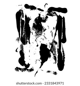 Dirty smeared grunge texture with the black blots and brush strokes. Vector illustration.