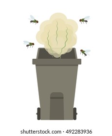 Dirty smelly garbage container with mixed waste. flat vector illustration isolate on a white background EP8