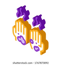 Schmutzige und schmelze Hände Symbol Vektorgrafik. Isometrische Schmutzigkeit und schmelze Hände Zeichen. farbige einzelne Symbolillustration