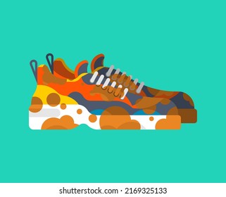 Dirty sneakers. messy filthy shoes. Vector illustration