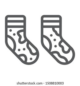 Dirty socks line icon, laundry and wardrobe, smelly socks sign, vector graphics, a linear pattern on a white background, eps 10.