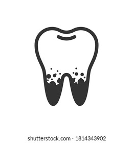 Dirty spoted tooth, cute vector icon illustration. Line style isolated image