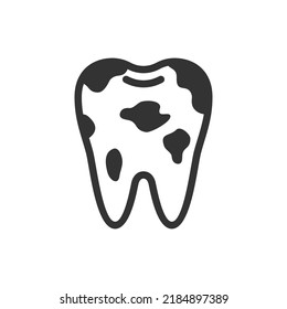 Diente sucio manchado, linda ilustración de icono vectorial