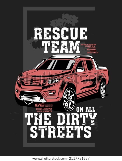 the dirty\
streets, off road car\
illustration