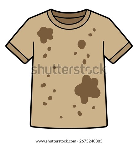dirty t shirt mud flat color vector illustration template design