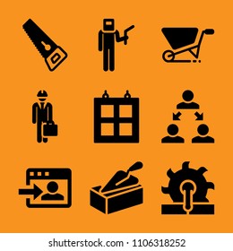 dirty, technology, network, masonry, web and dye icon vector set. Flat vector design with filled icons. Designed for web and software interfaces