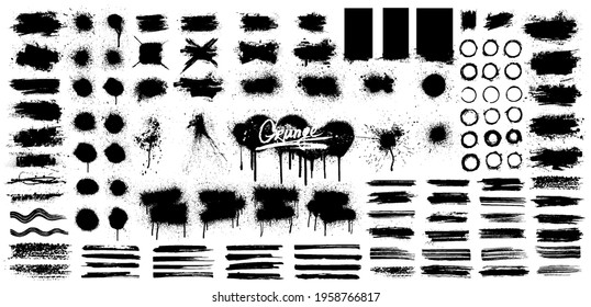 Dirty Texture Grunge collection. Vector spray graffiti, brushstroke, good elaboration, stencil texture, ink brush stroke, lines, drops and other grunge elements. Decoration dirty collection. Vector