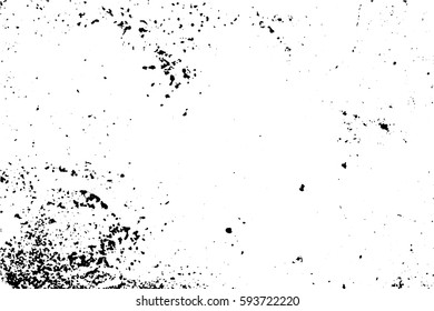 Dirty texture with natural noise and grain. Black stains on transparent background. Rough surface of concrete wall. Vintage effect overlay. Distressed texture vector illustration. Old stone surface