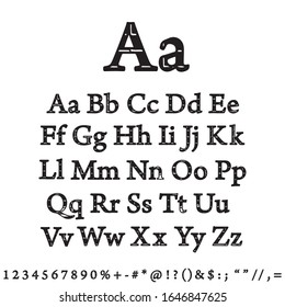 Dirty textured of typography grungy stamped alphabet font vector collection