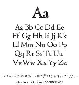 Dirty textured of typography grungy stamped alphabet font vector collection