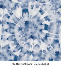 Pintura de tinte de corbata sucia. Patrón de Vector viejo. Círculo Batik. Tejido sin costuras Tye Dye. Círculo teñido Repetir. Fondo de remolino azul. Tinte de lazo de gradiente espiral. Denim Shibori Grunge. Remolino de impresión de tinte de corbata.
