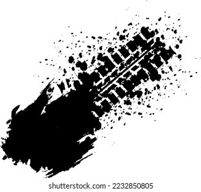 Dirty tire print. Car, motorcycle, bicycle. Grunge. Design element for banner, poster.