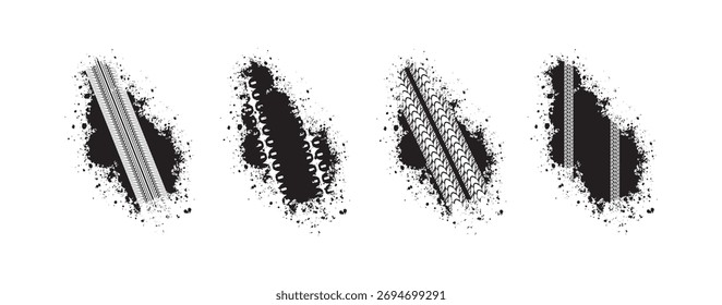Pistas de neumáticos sucios Vector en color negro