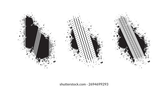 Pistas de neumáticos sucios Vector en color negro