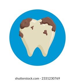 Dirty tooth vector illustration.  Toothache icon sign symbol