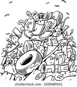 Dirty trash on the depony
