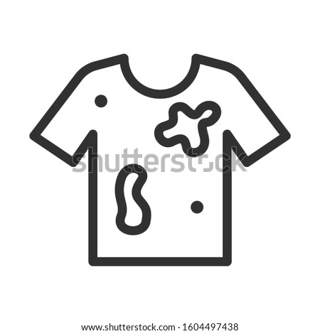 dirty t-shirt, linear icon. Editable stroke