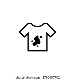 Dirty Tshirt, T-shirt with Spots Dirt. Flat Vector Icon illustration. Simple black symbol on white background. Dirty Tshirt, T-shirt with Spots Dirt sign design template for web and mobile UI element