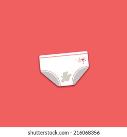 dirty underwear, flat icon isolated on red background for your design, vector illustration