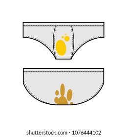 Dirty underwear set. filthy underclothes isolated. Vector illustration