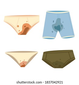 Dirty underwear vector cartoon set isolated on a white background.