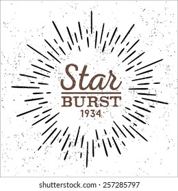 Dirty Vintage Hipster Style Vector Monochrome Starburst With Ray For Badge Label Or Logo