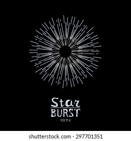 dirty vintage hipster style vector monochrome starburst with ray for badge label or logo