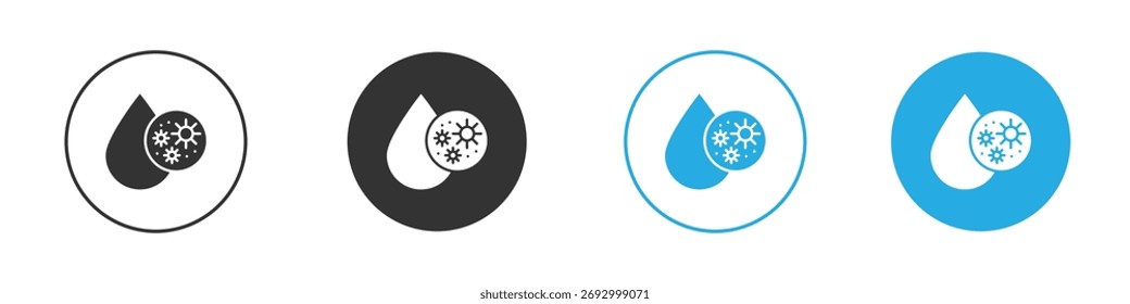 Icono de gota de agua sucia en Vector plano editable en blanco y negro