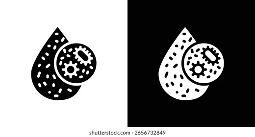 Icono de gota de agua sucia en conjunto de Vector sólido negro plano