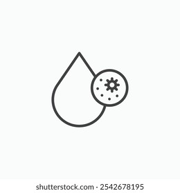 Icono de gota de agua sucia en color negro