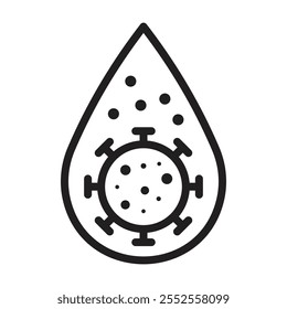 Ícone de gota de água suja Contorno fino simples