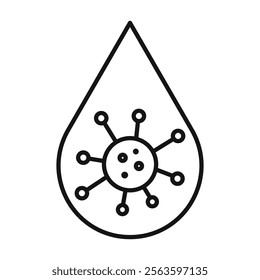 Dirty water drop icon Simple thin line flat symbol