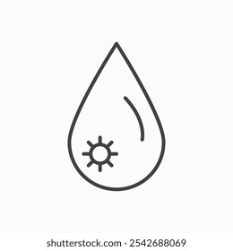 Icono de gota de agua sucia en líneas negras delgadas