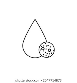 Gota de agua sucia icono de Vector de línea delgada