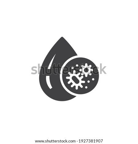 Dirty water drop vector icon. filled flat sign for mobile concept and web design. Water droplet with bacteria germs glyph icon. Symbol, logo illustration. Vector graphics