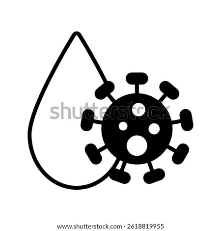  Dirty water drop vector icon. filled flat sign for mobile concept and web design. Water droplet with bacteria germs glyph icon. Symbol, logo illustration. Vector graphics