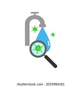 Dirty water. Searching for virus. Healthy icon. Vector illustration